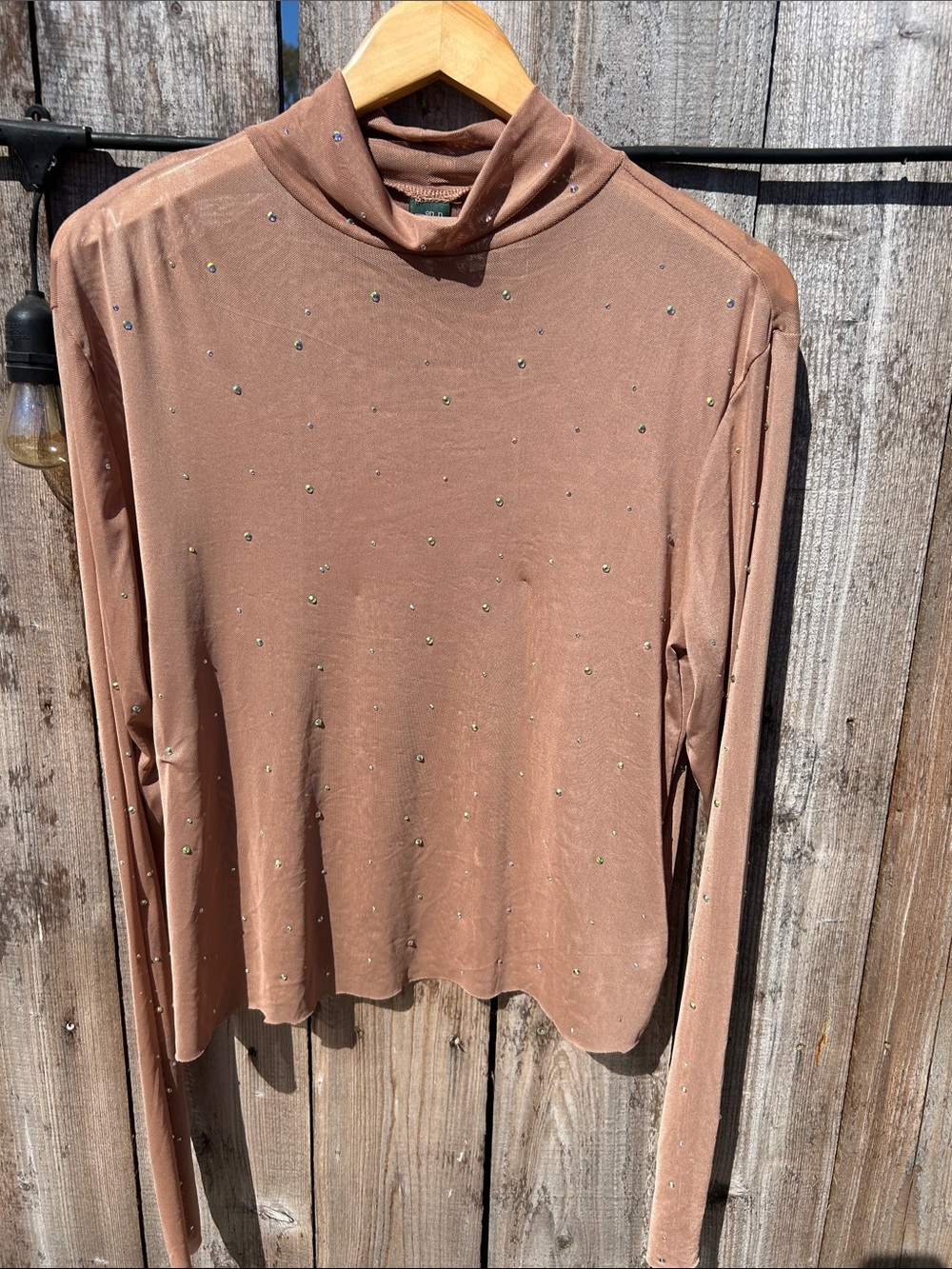 wild fable Long Sleeve Mock Neck Top in Dusty Rose with Studs